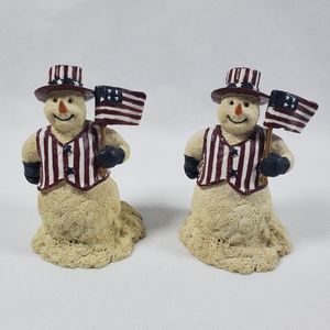 Patriotic Decorative Snowman American Flag Figurin